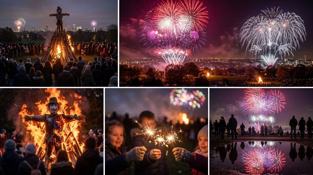 Children holding sparklers and writing their names in the air during Bonfire Night