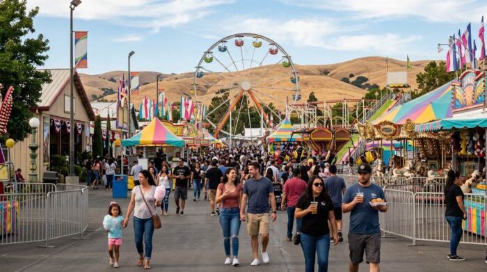Community quilting and baking competition exhibits at Alameda County Fair