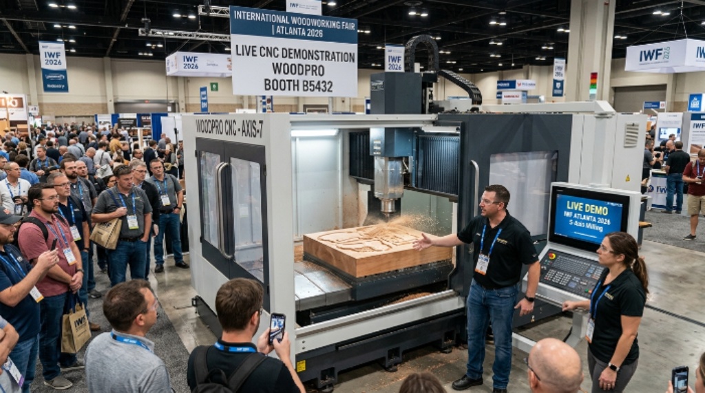 Live CNC machinery demonstration at International Woodworking Fair Atlanta 2026
