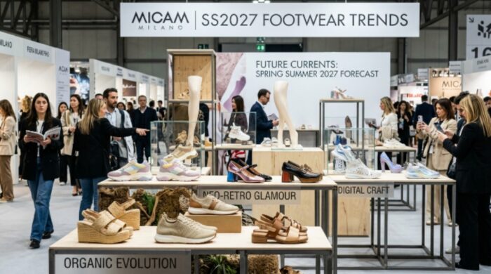 Spring Summer 2027 footwear trend display at MICAM Milano trade fair