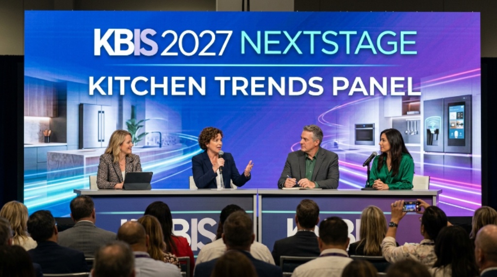 KBIS 2027 NEXTStage panel session with design industry speakers presenting kitchen trends in Las Vegas