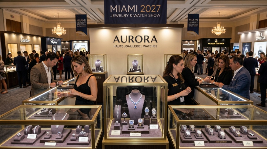 Luxury jewelry and watches on display at the Miami Jewelry and Watch Show 2027