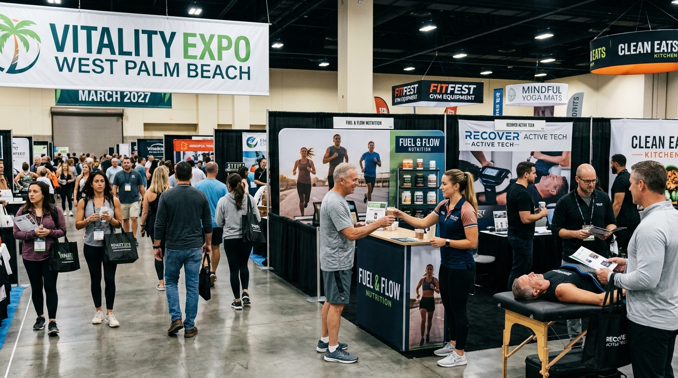 Health and fitness exhibitors at Vitality Expo West Palm Beach March 2027