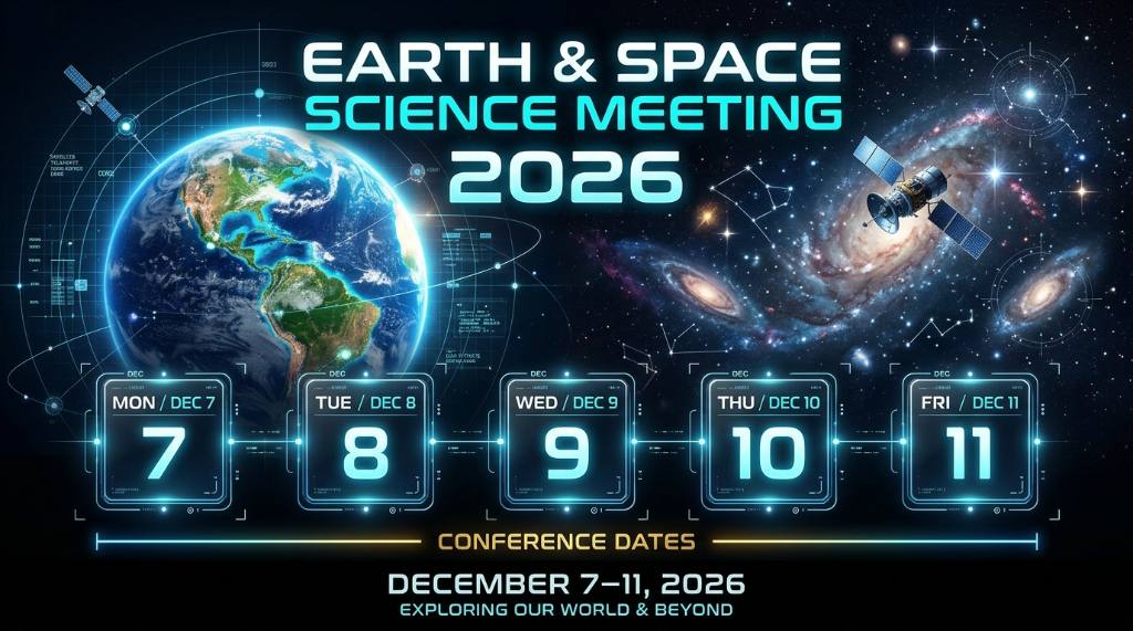 Calendar graphic showing December 7–11, 2026 for the Earth and space science meeting