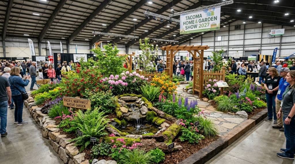 Colorful native plant garden display installation at the Tacoma Home and Garden Show 2027